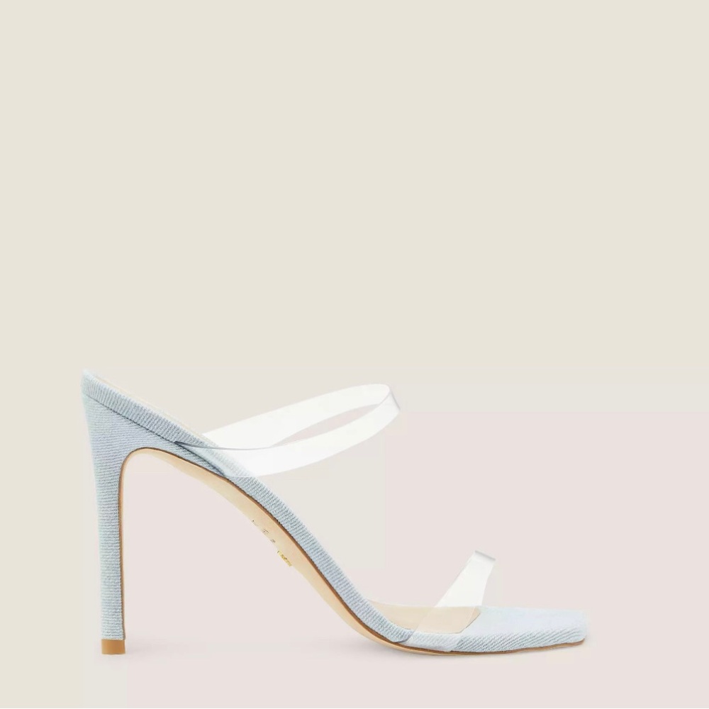 Stuart Weitzman Aleena 100 Clear and Light Denim Heel - Size 7.5